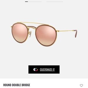 Ray-Ban Gold Frame with Pink Lenses Sunglasses